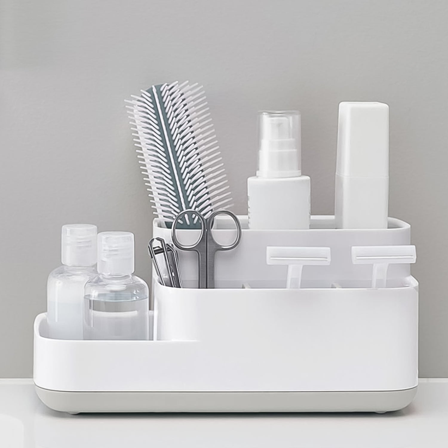 Plastic Multipurpose 5 Compartment Bathroom Desk Organizer Holder (1 Pc) signaturekarts