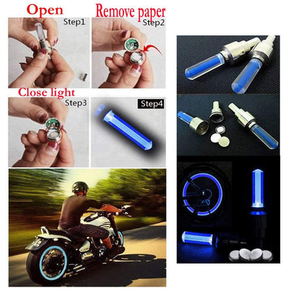 LED Flash Light lamp tyre Wheel Valve Sealing caps (2 Pc / Mix Color) Your Brand