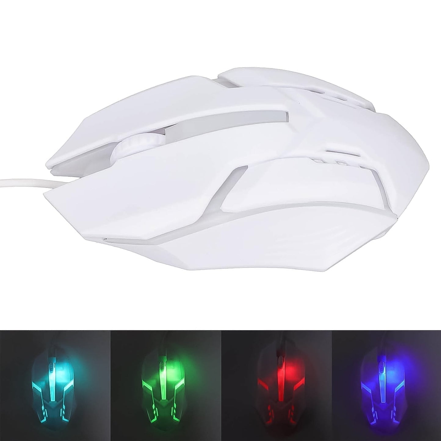 USB Wired Mouse, Gaming Mouse Colorful / Lighting Luminous  (1 Pc / Wihte) Signaturekarts