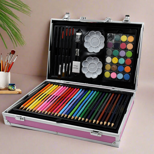 17980 Professional Art Set-Drawing Painting Sketching Coloring Kids Set All in 1 Art Case Perfect for Kids with Unicorn Design Case, Shading Crayons Oil Pastels Color Set Watercolor Cakes Paint Brush Sharpener Eraser (145 Pcs Set) signaturekarts