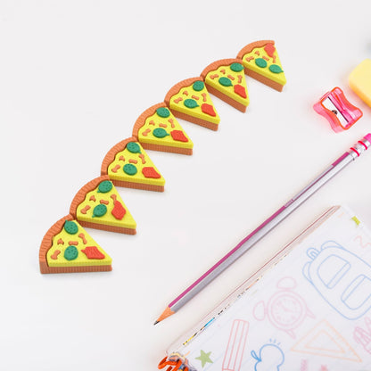 3D Pizza Slices Eraser Set – Fancy & Colorful Stationery for Kids & Gifts (7 slice) signaturekarts
