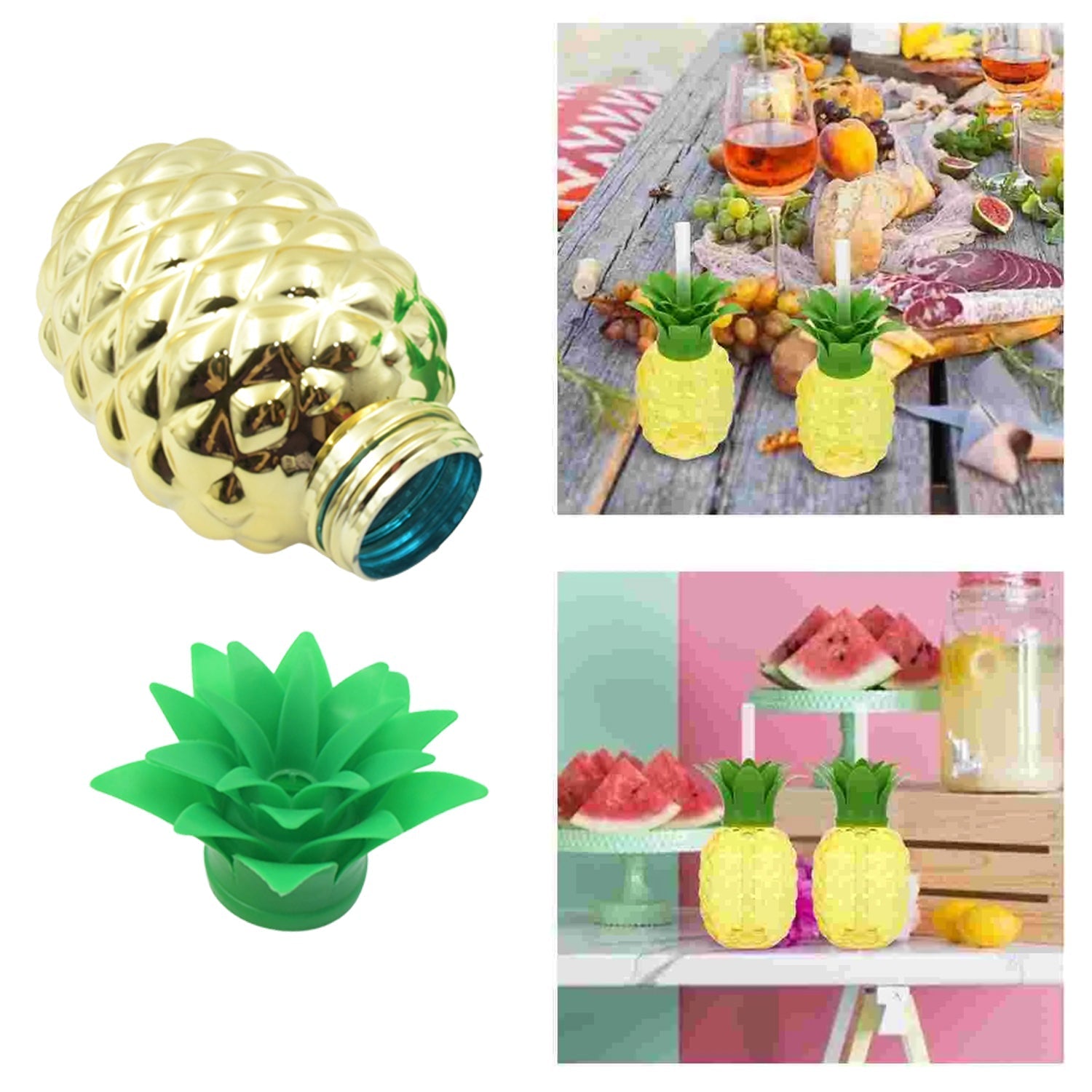 Plastic Pineapple Cups with Straw (1 Pc) - Party Favors, Hawaiian, Beach signaturekarts
