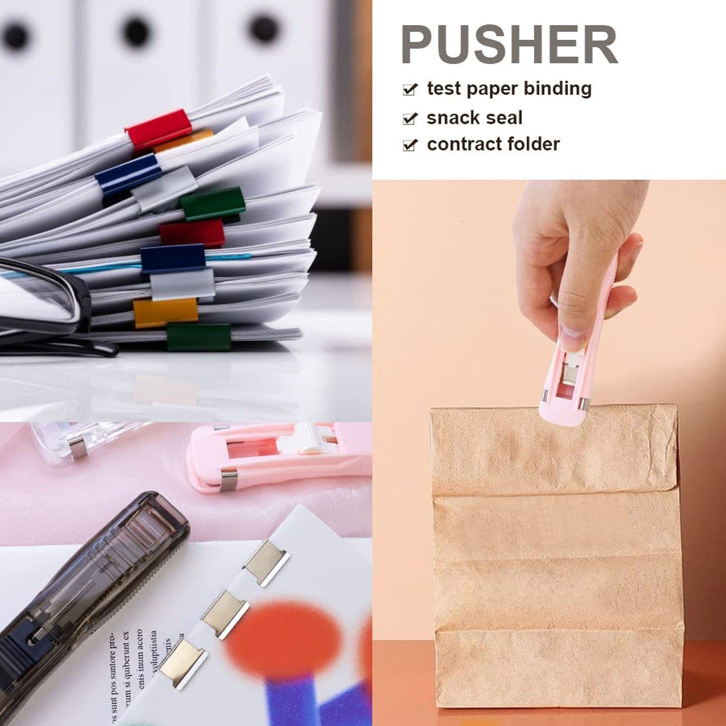 Portable Paper Clamp With 8 Pcs Clip Dispenser Handheld Paper Fast Clam (1 Set) Signaturekarts