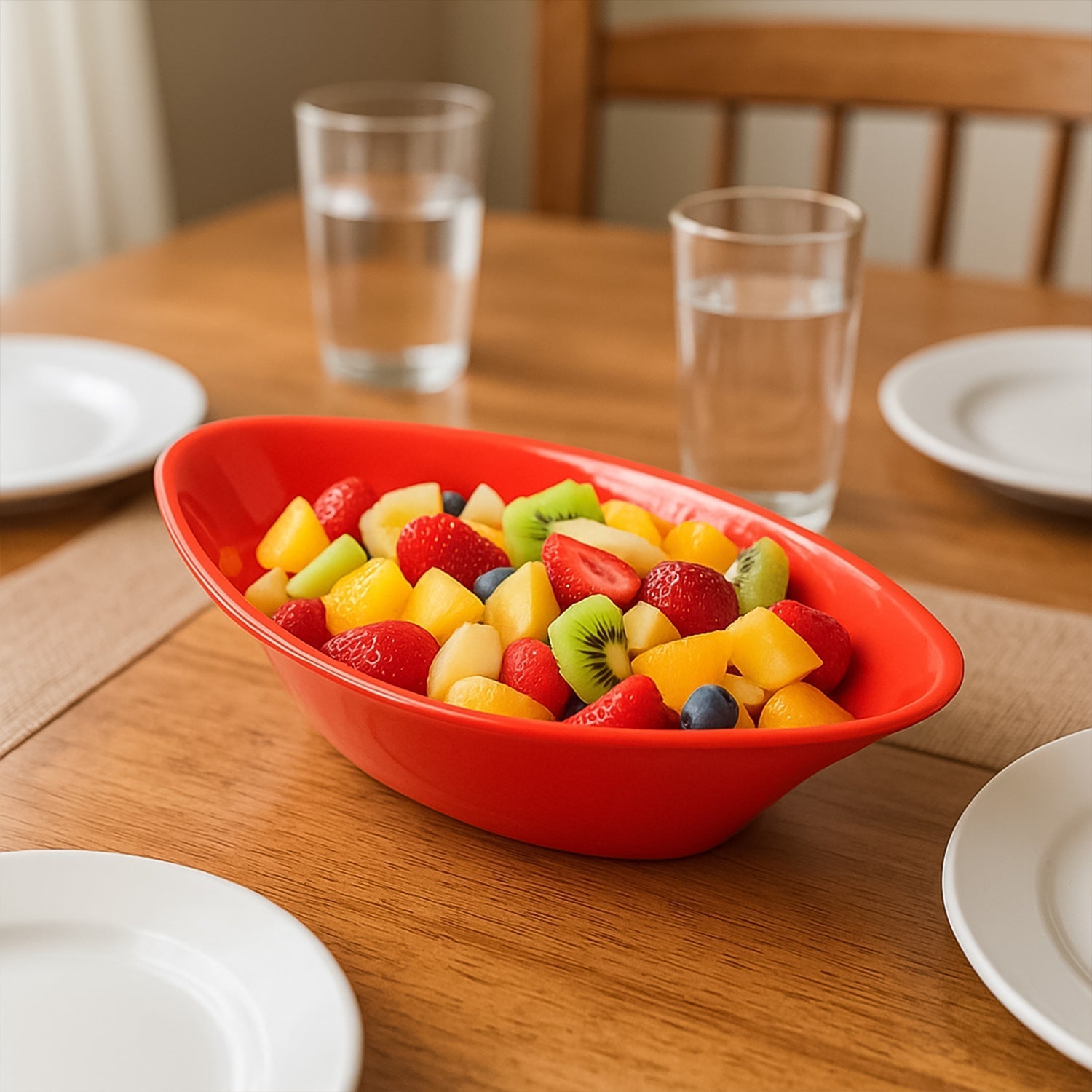 Plastic Marin Serving Bowl – Elegant Oval Deep Bowl (1 Pc / Red) signaturekarts