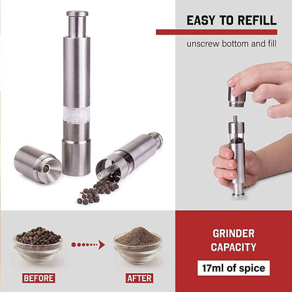 Stainless Steel Thumb Presser Salt and Pepper Grinder (1 Pc) Signaturekarts