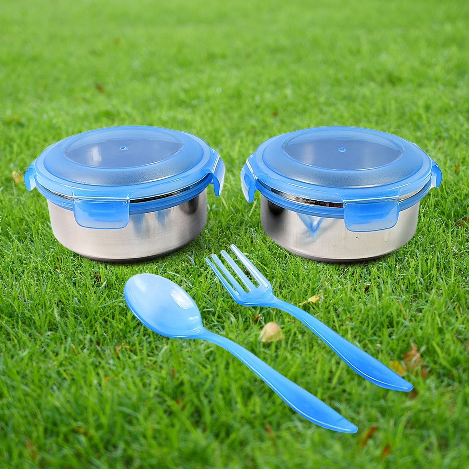 Bite Lunch Box, with Insulated Fabric Lunch Bag & Plastic Spoon, Fork Signaturekarts