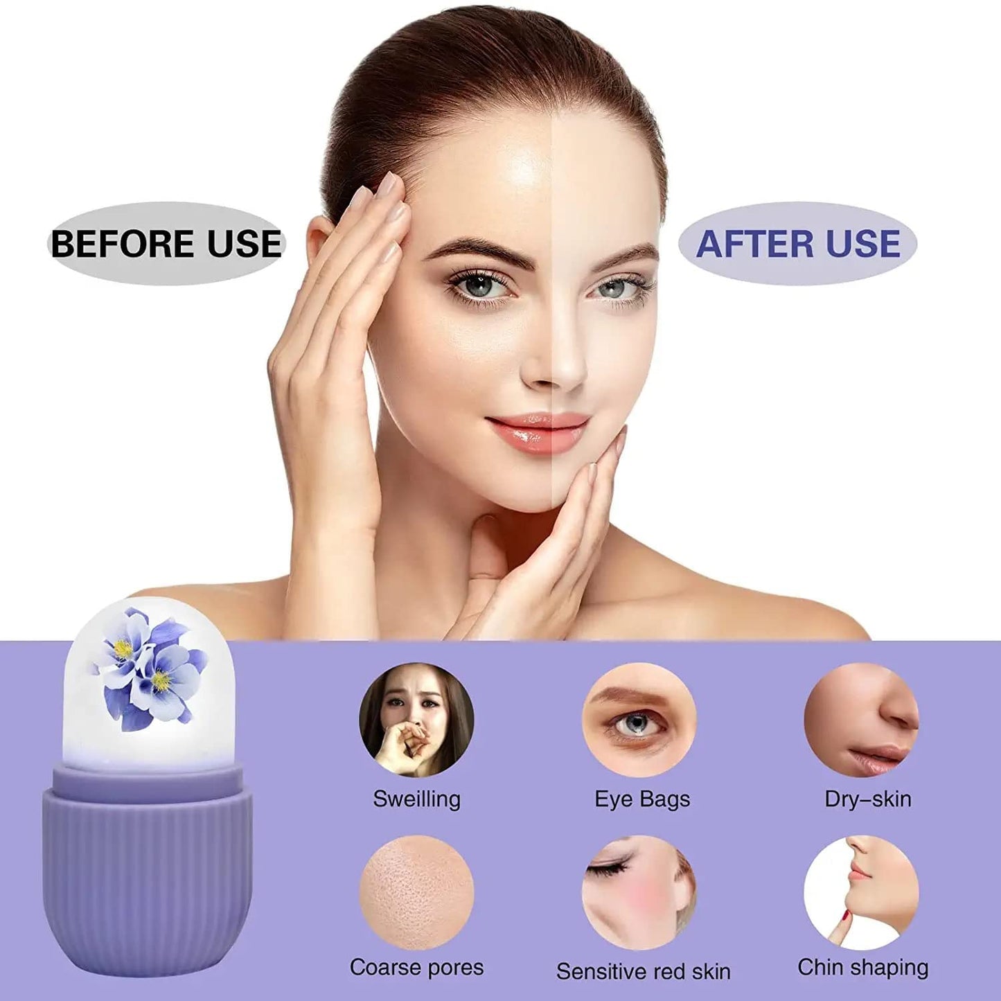 Beauty Ice Roller for Face & Eye Massage (Reusable, Purple / Without Box) signaturekarts