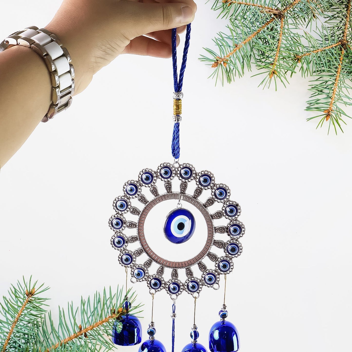 Decorative OM Evil Eye Wind Chime Wall Hanging (Mix Desin & 1 Pc) Signature Kart