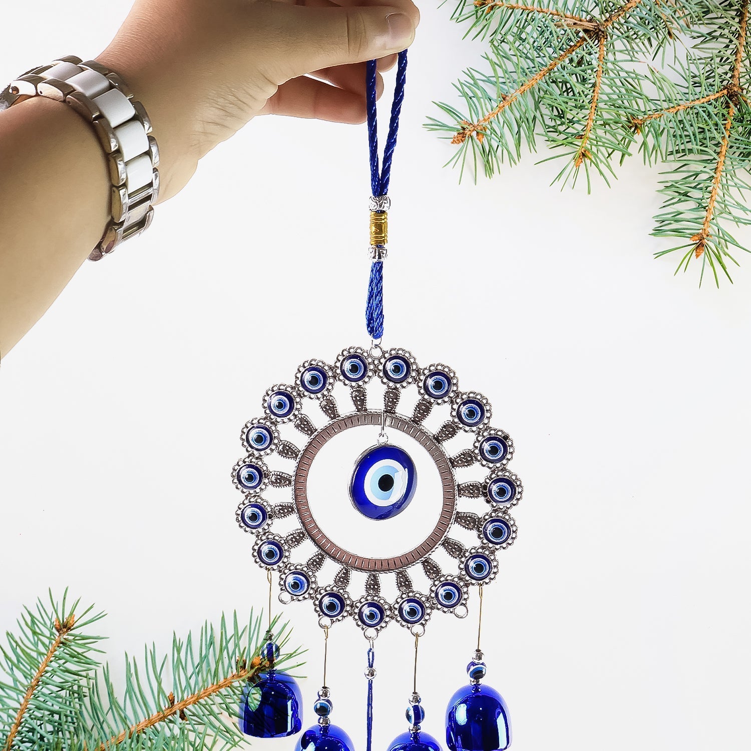 Decorative OM Evil Eye Wind Chime Wall Hanging (Mix Desin & 1 Pc) Signature Kart
