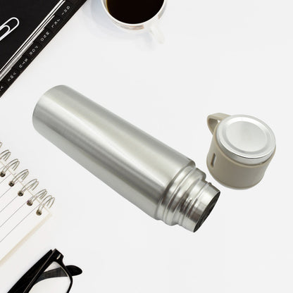 Stainless Steel Vacuum Flask Set with 3 Steel Cups Combo for Coffee Hot Drink and Cold Water Flask Ideal Gifting Travel Friendly Latest Flask Bottle. (500ml) Signature Kart