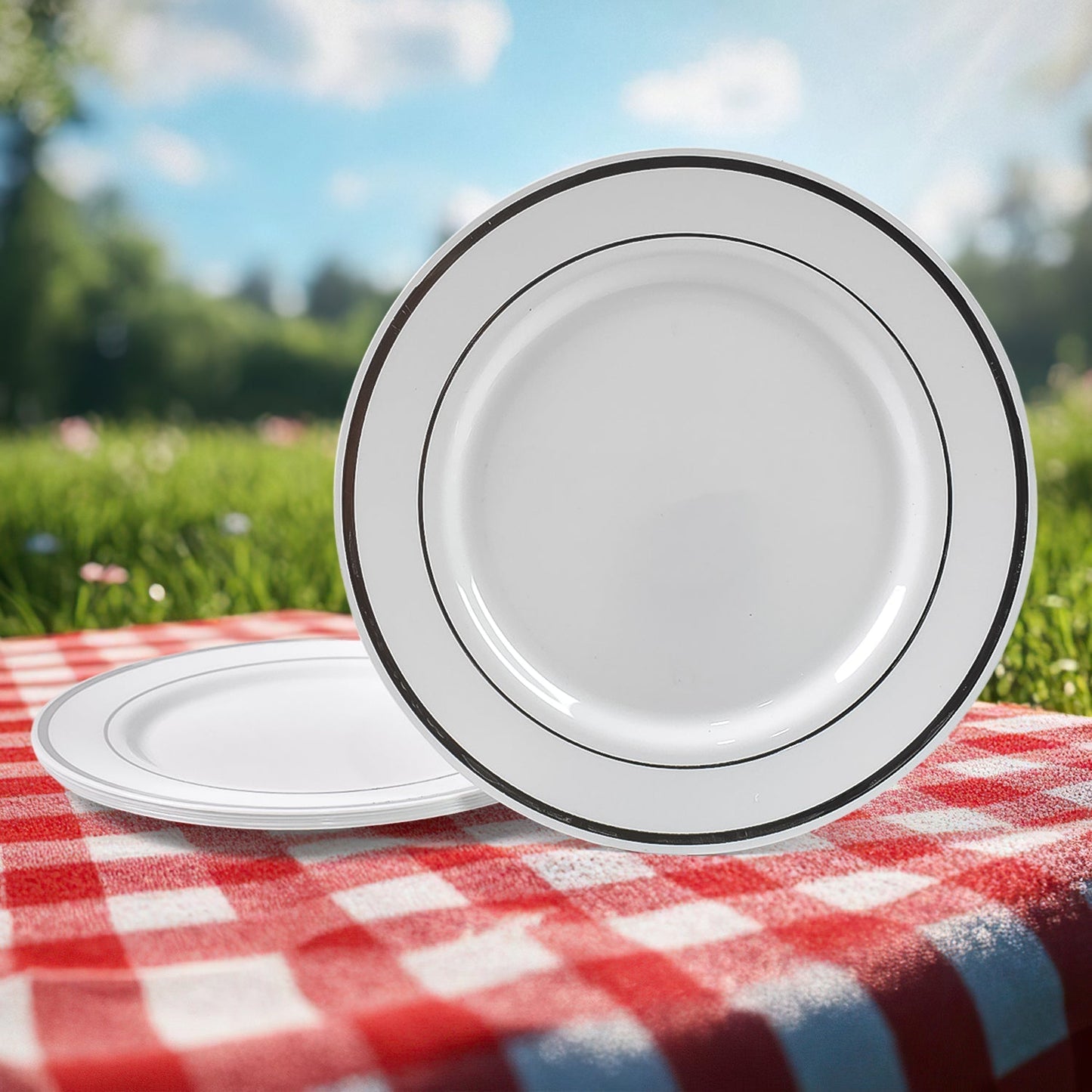 Round Plastic Dinner Plates Wedding Birthday Party Tableware Supplies (6 Pcs Set) Signaturekarts
