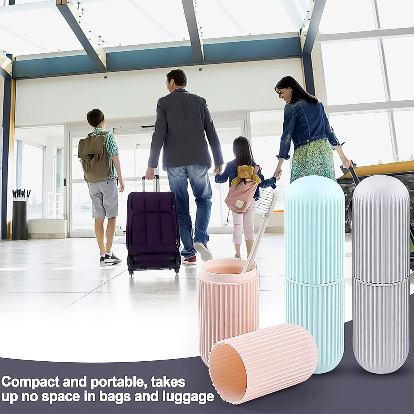Capsule Shape Travel Toothbrush Toothpaste Case Holder (Multicolor / 3 Pcs Set) Signaturekarts