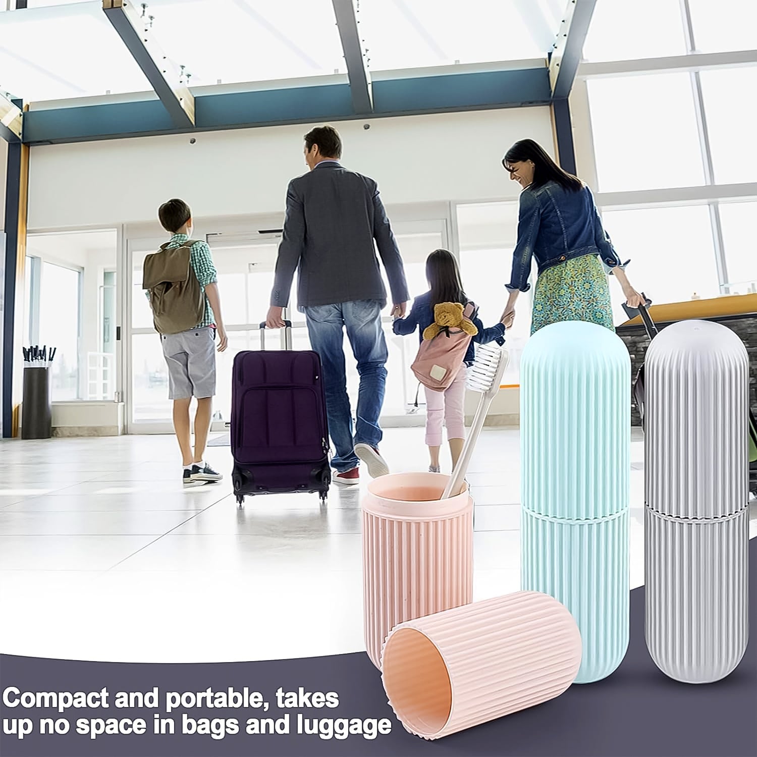 Capsule Shape Travel Toothbrush Toothpaste Case Holder (Multicolor / 3 Pcs Set) Signaturekarts