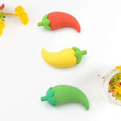 3D Fancy Colorful Chili Shape Erasers – Mini Novelty Eraser Set (3 Pc) signaturekarts