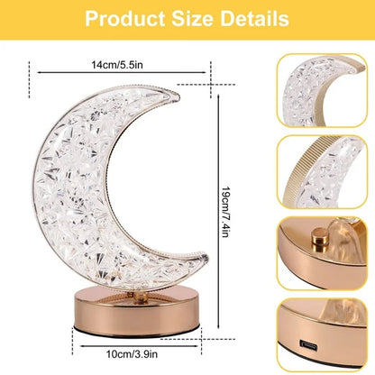 Moon Crystal Touch Table Lamp with 3 Color Dimmable USB Night Light signaturekarts