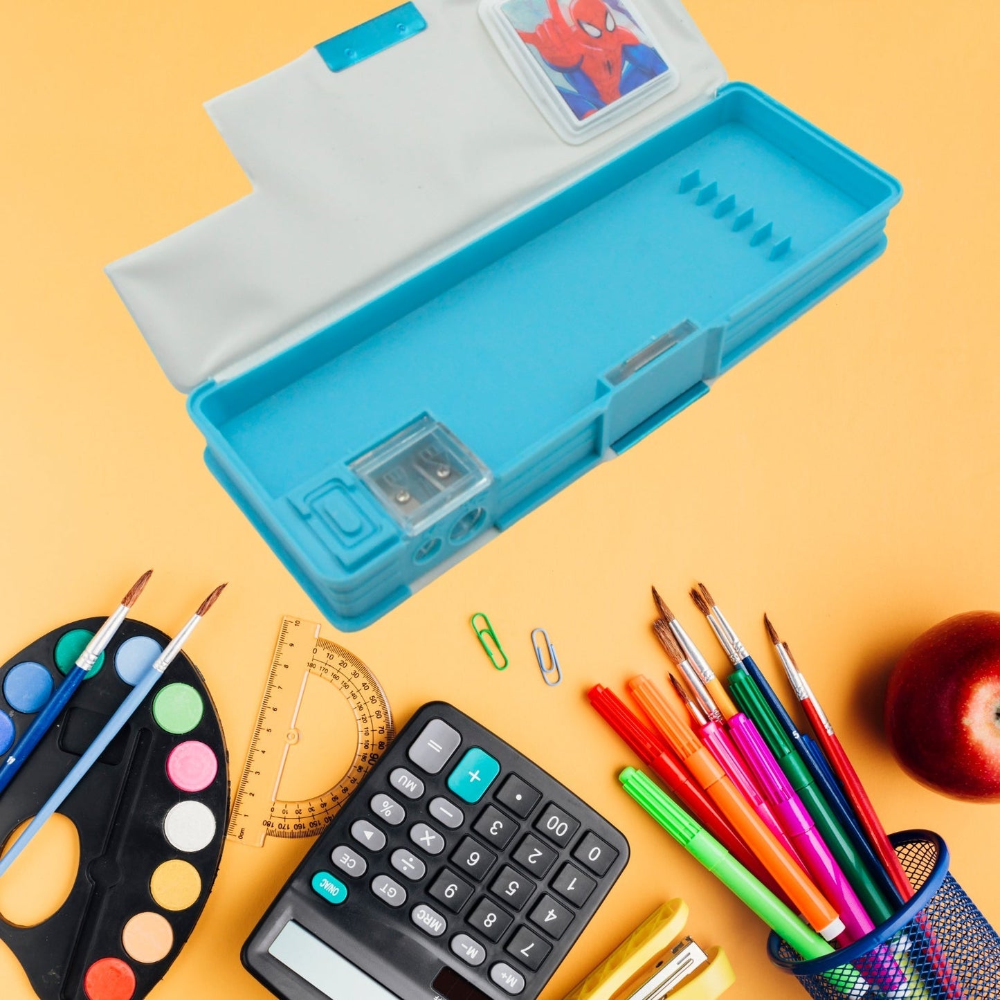 Cartoon Multi-functional Geometry Box with Calculator & Double Sharpener signaturekarts