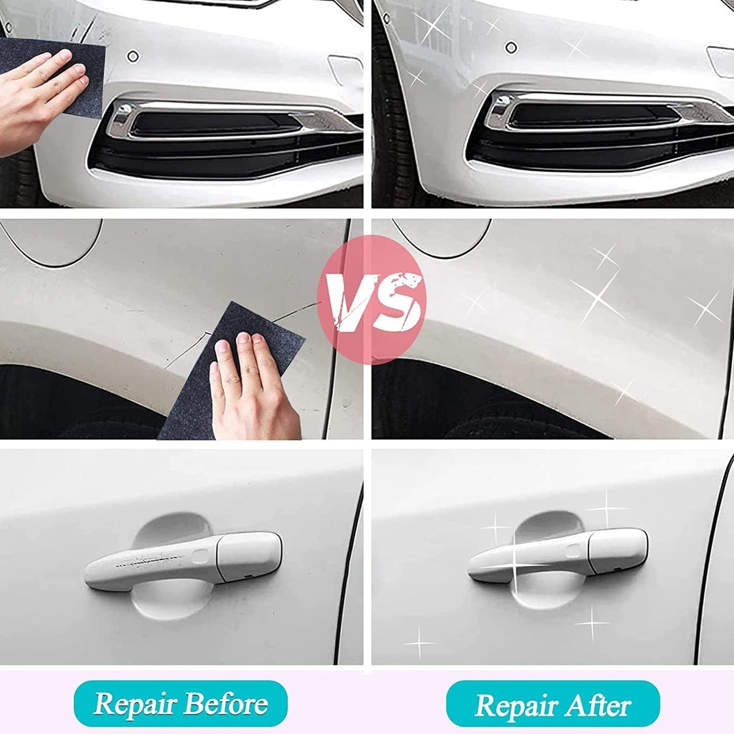 Nano Magic Car Scratch Remover Cloth, Multipurpose Scratch Repair Cloth, Cloth for Car Paint Scratch Repair, Easy to Repair Slight Scratches on the Surface Polishing Repeatable Use for All Kinds of Car (45 ML Repair Solution, 2 Gloves, 2 nano Cloth) signaturekarts