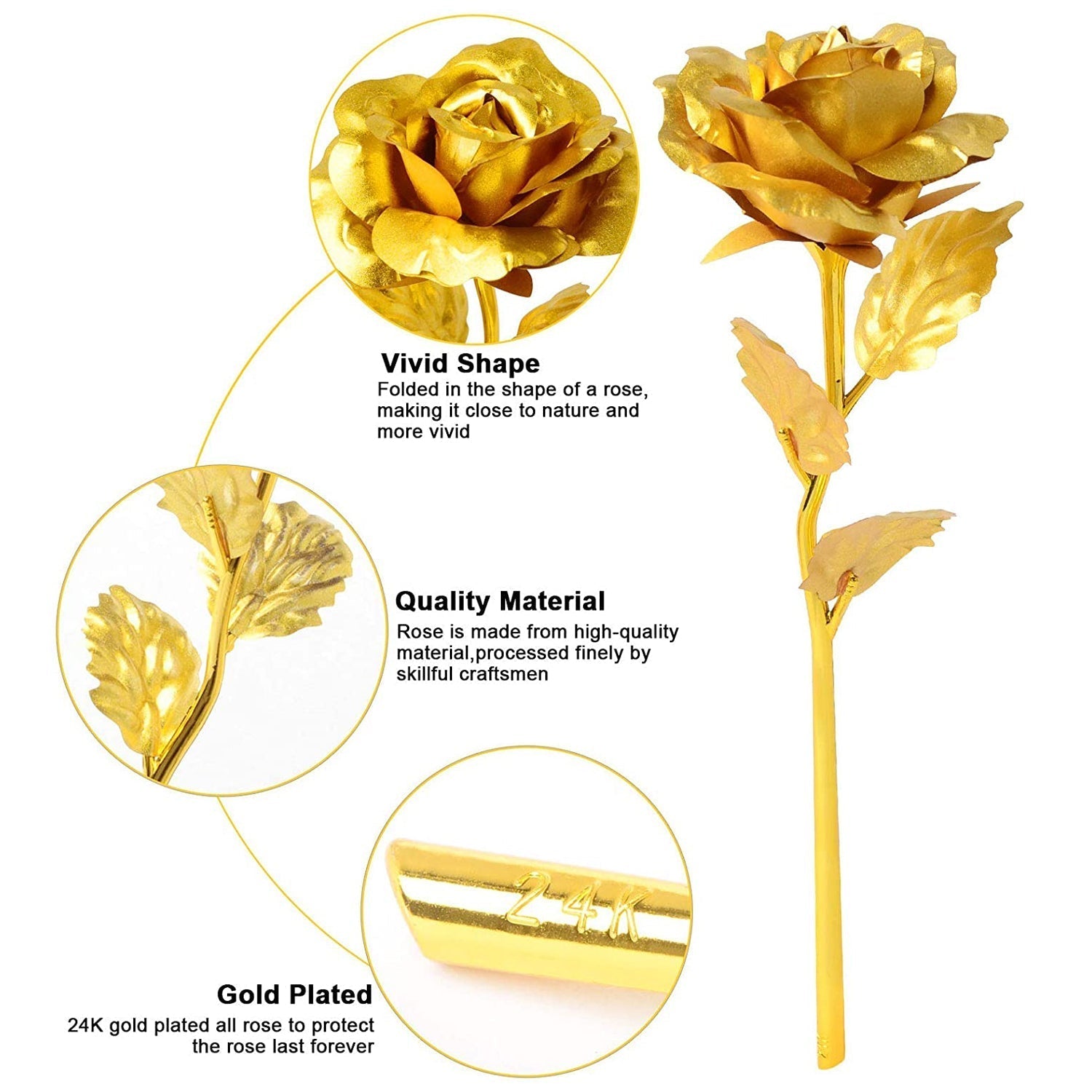 Luxury Decorative Gold Plated Artificial Golden Rose with Premium Box signaturekarts