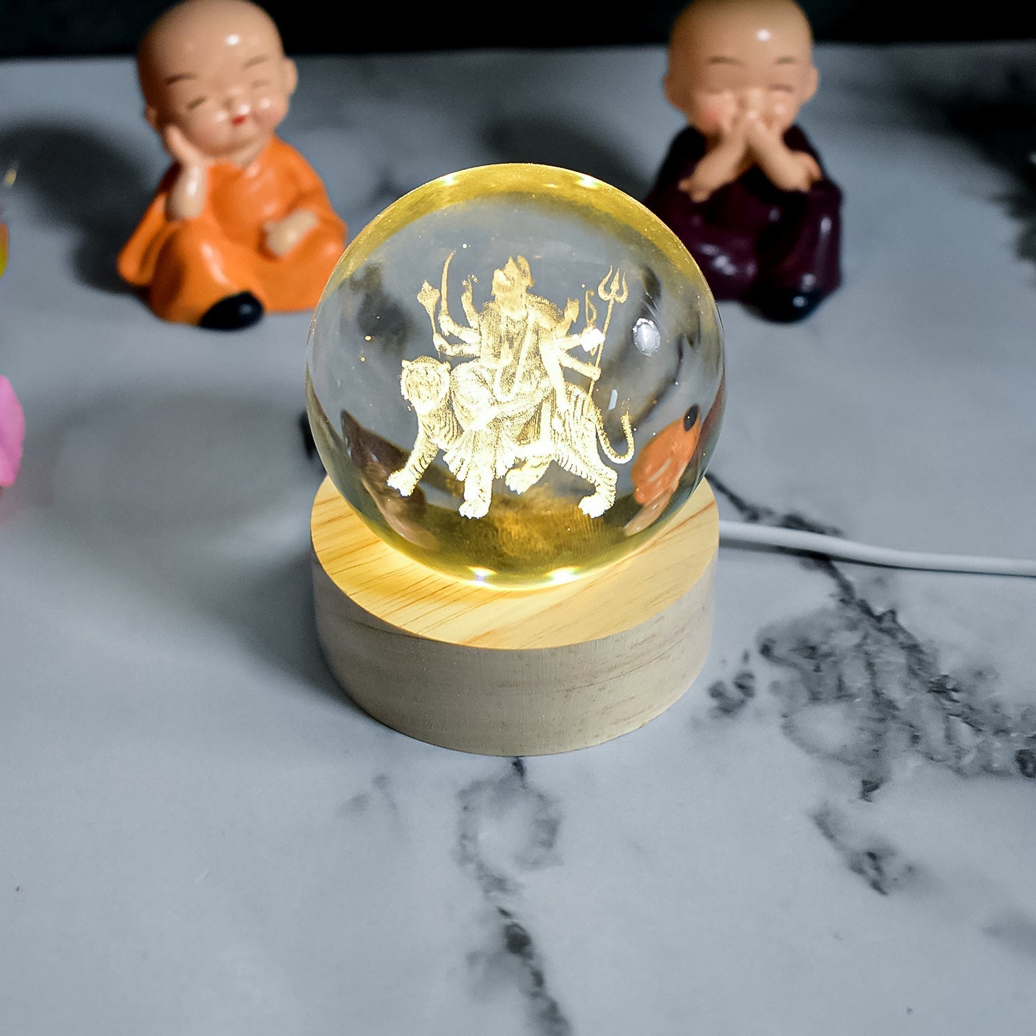 Ambaji 3D Crystal Ball lamps With Base (1 Pc) Signaturekarts