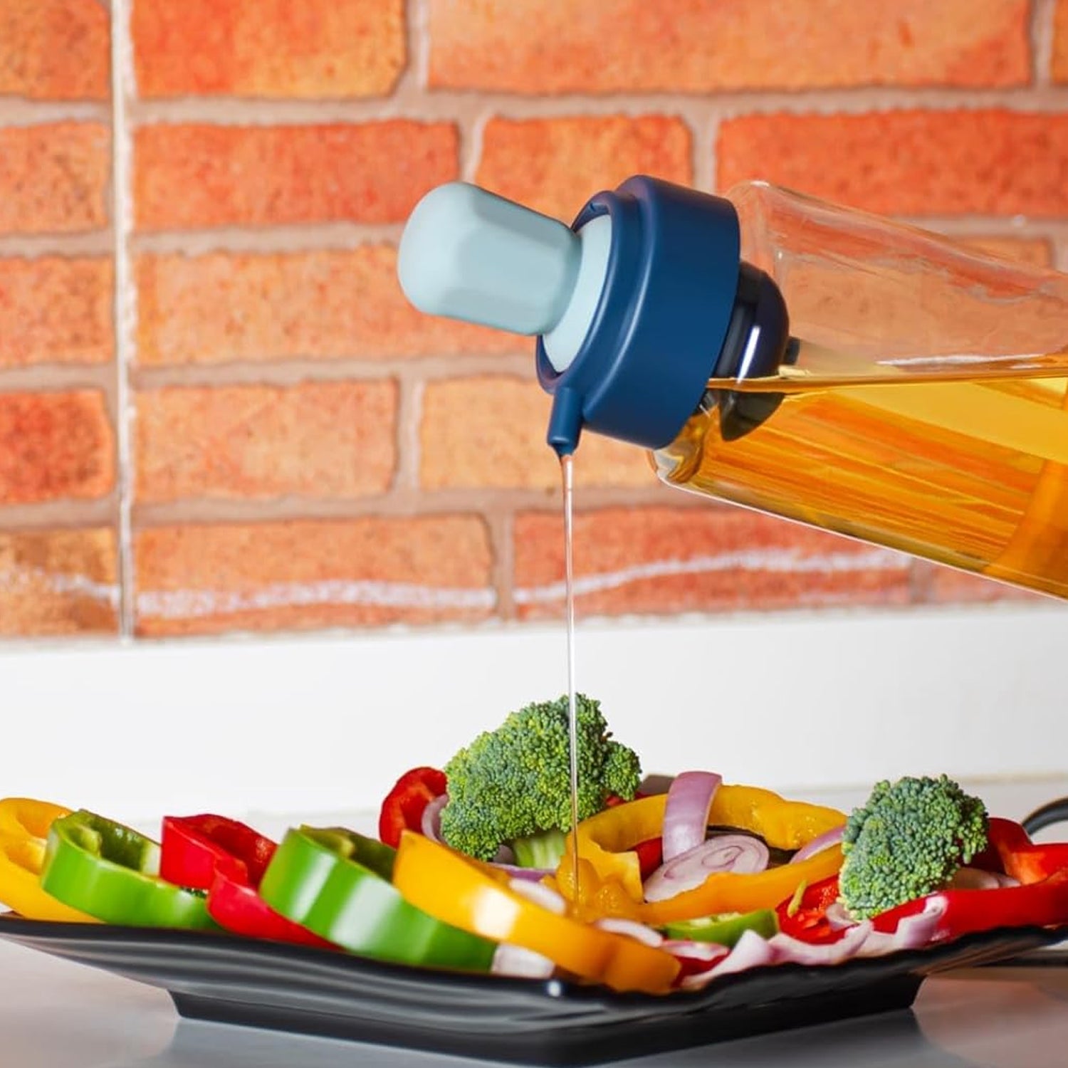 2 in 1 Transparent Oil Dispenser with Silicone Oil Dropper Nozzle (1 Pc / With Brush / 1 Ltr) signaturekarts
