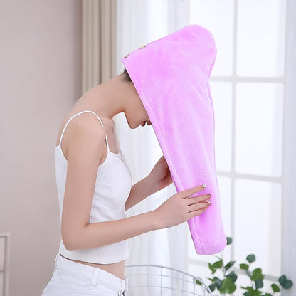 Quick Turban Hair-Drying Absorbent Microfiber Towel (1 Pc / Mix Design) Signature Kart