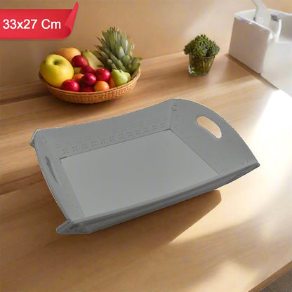 Foldable Plastic Serving Tray - Portable with Handle for Kitchen & Dining (1pc) signaturekarts