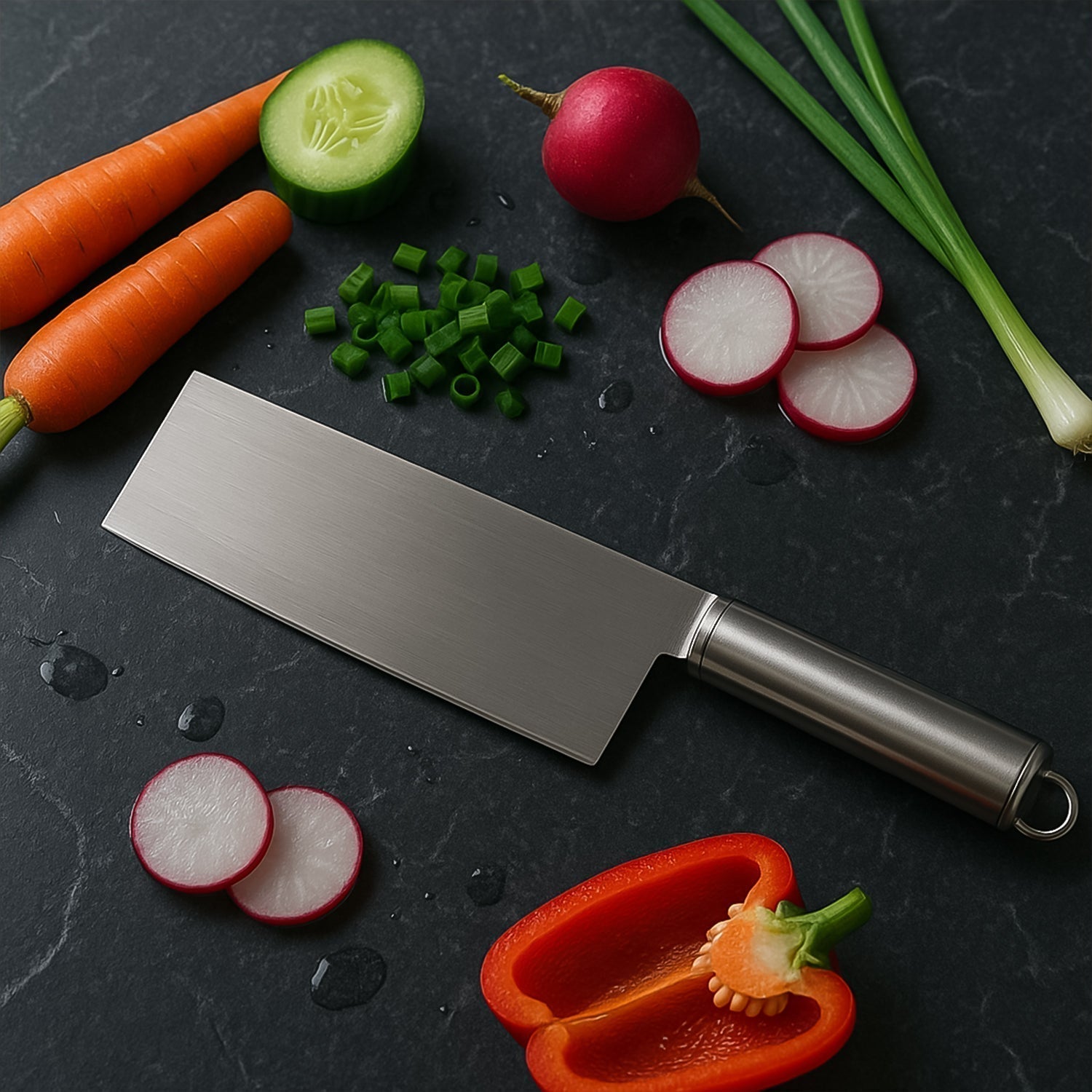 Professional-Grade Stainless Steel Vegetable Cleaver Knife 1 Pc signaturekarts
