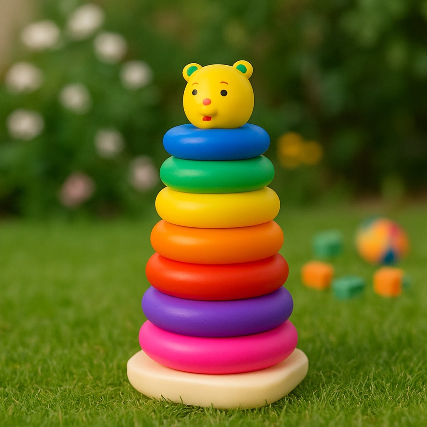 Plastic Baby Kids Teddy Stacking Ring Jumbo Stack Up Educational Toy 7pc Your Brand