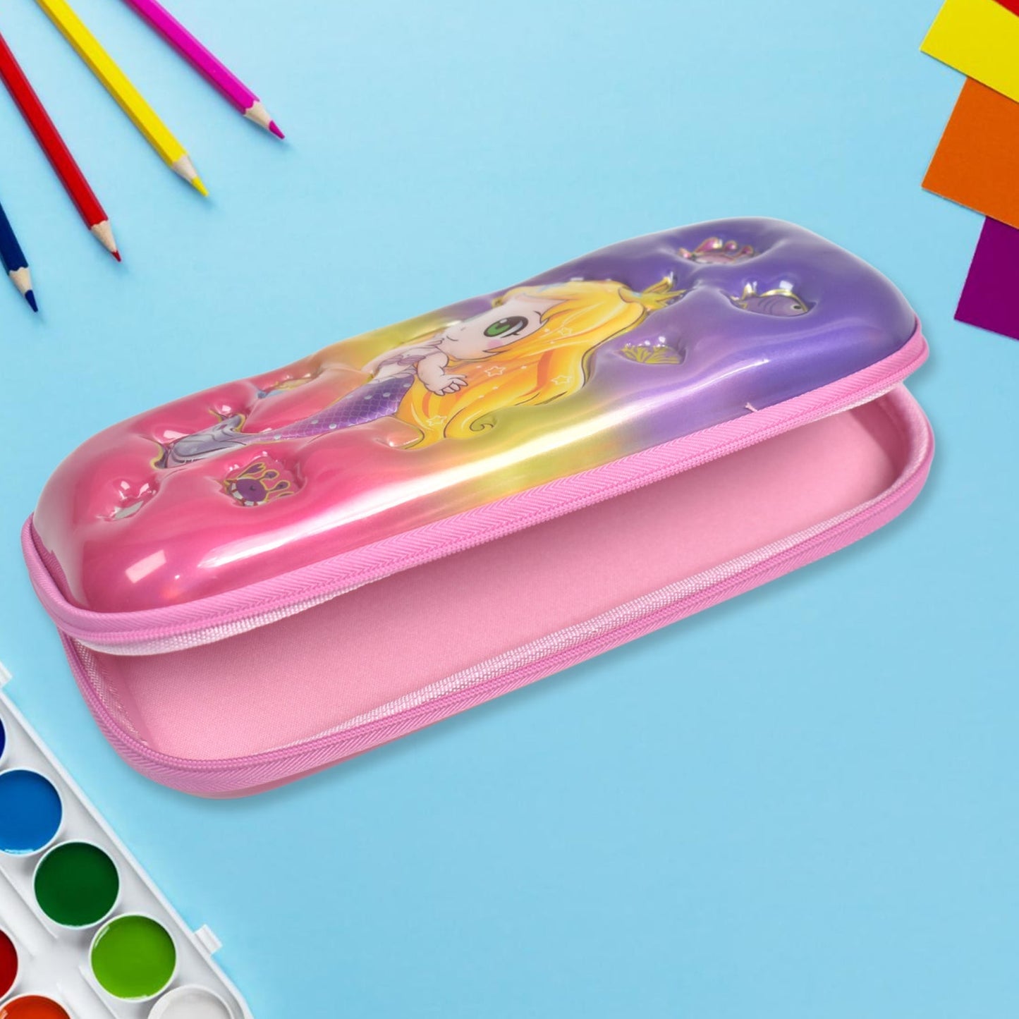 3D Cartoon Zipper Compass Box, Pencil Box (1 Pc / Mix Design) Signaturekarts
