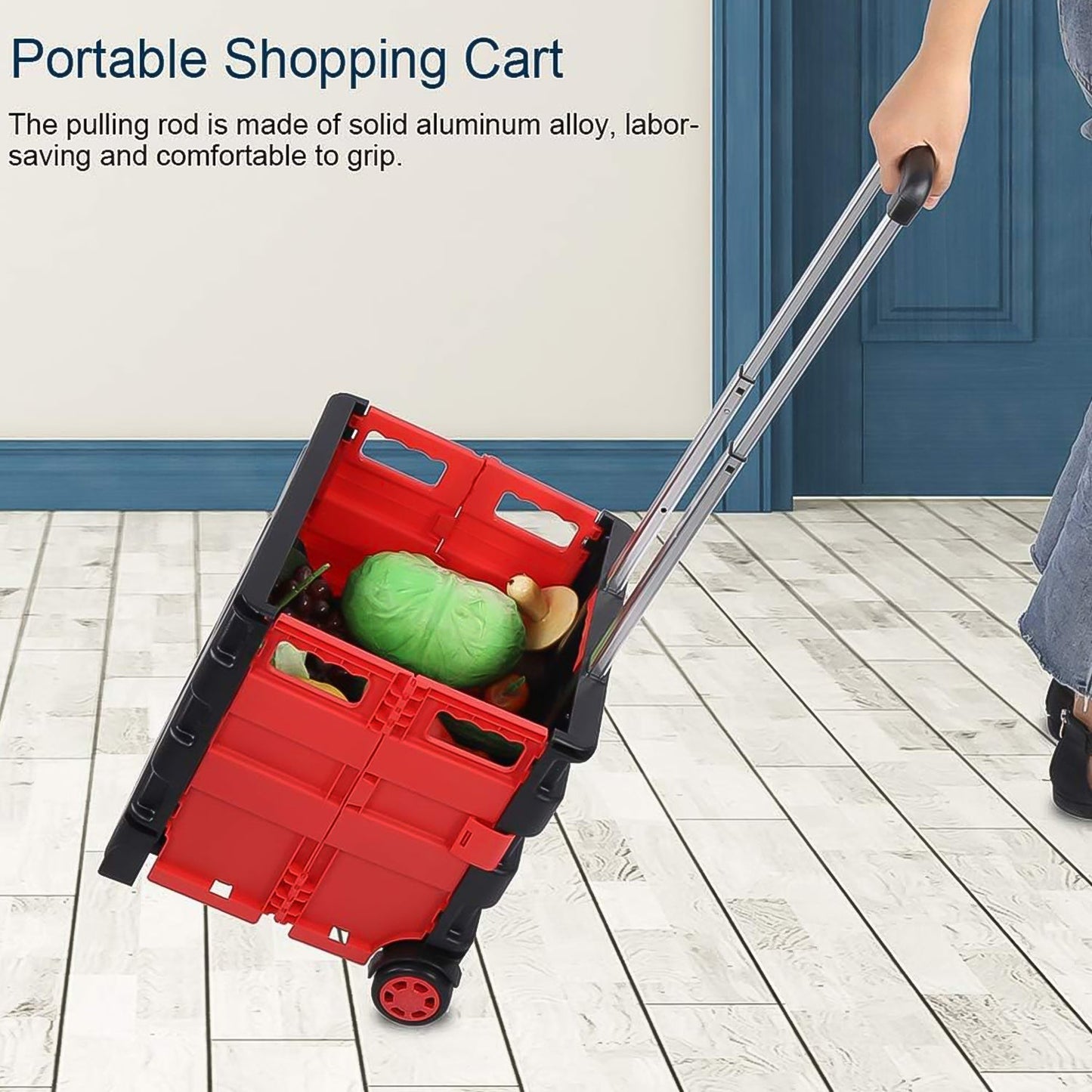 Foldable Shopping Grocery Trolley / Cart Travel Portable Food Basket (1 Pc) Signaturekarts