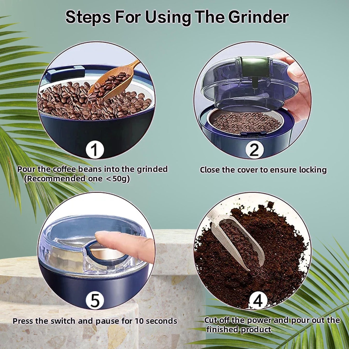 Portable 4-Blade Mini Grinder & Blender for Home & Office signaturekarts
