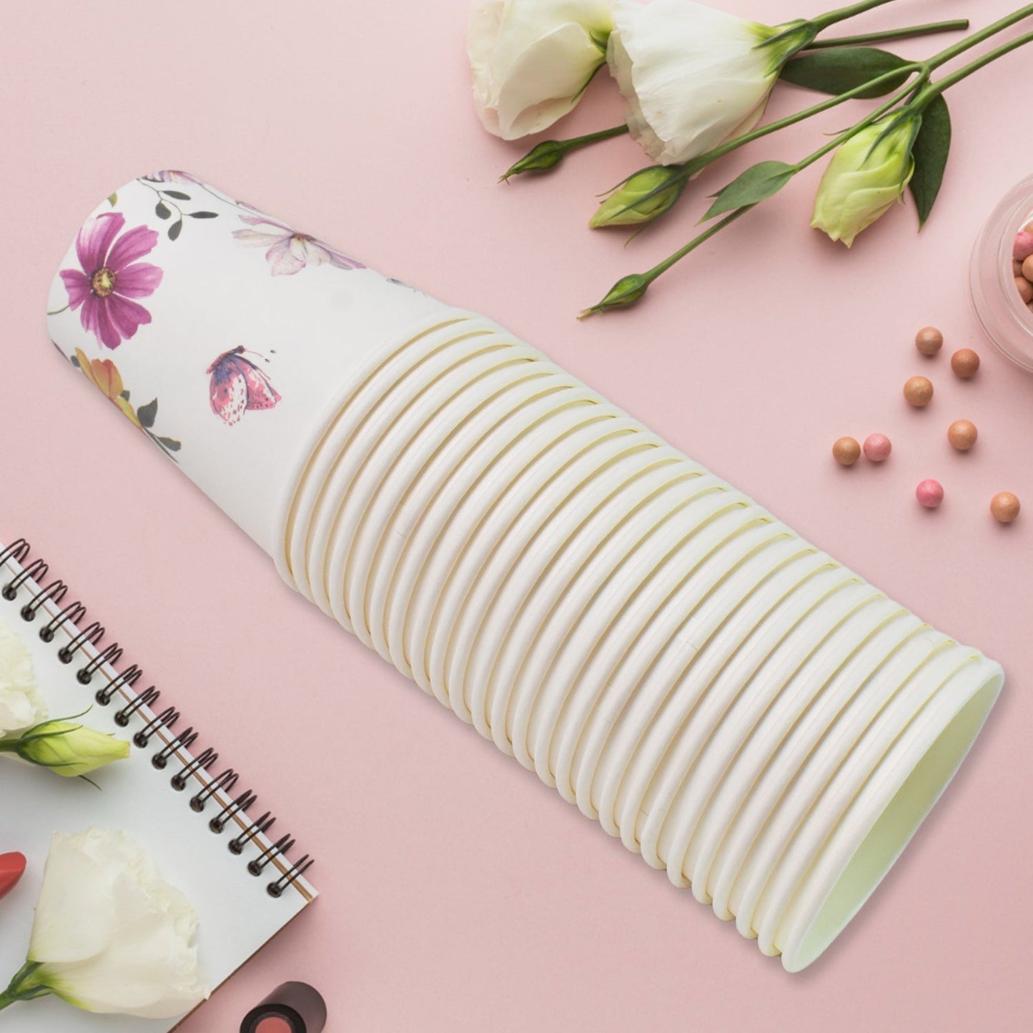 Disposable Paper Cups, Disposable Tea, Coffee Cups (24 Pcs Set / Mix Color & Design) Signaturekarts
