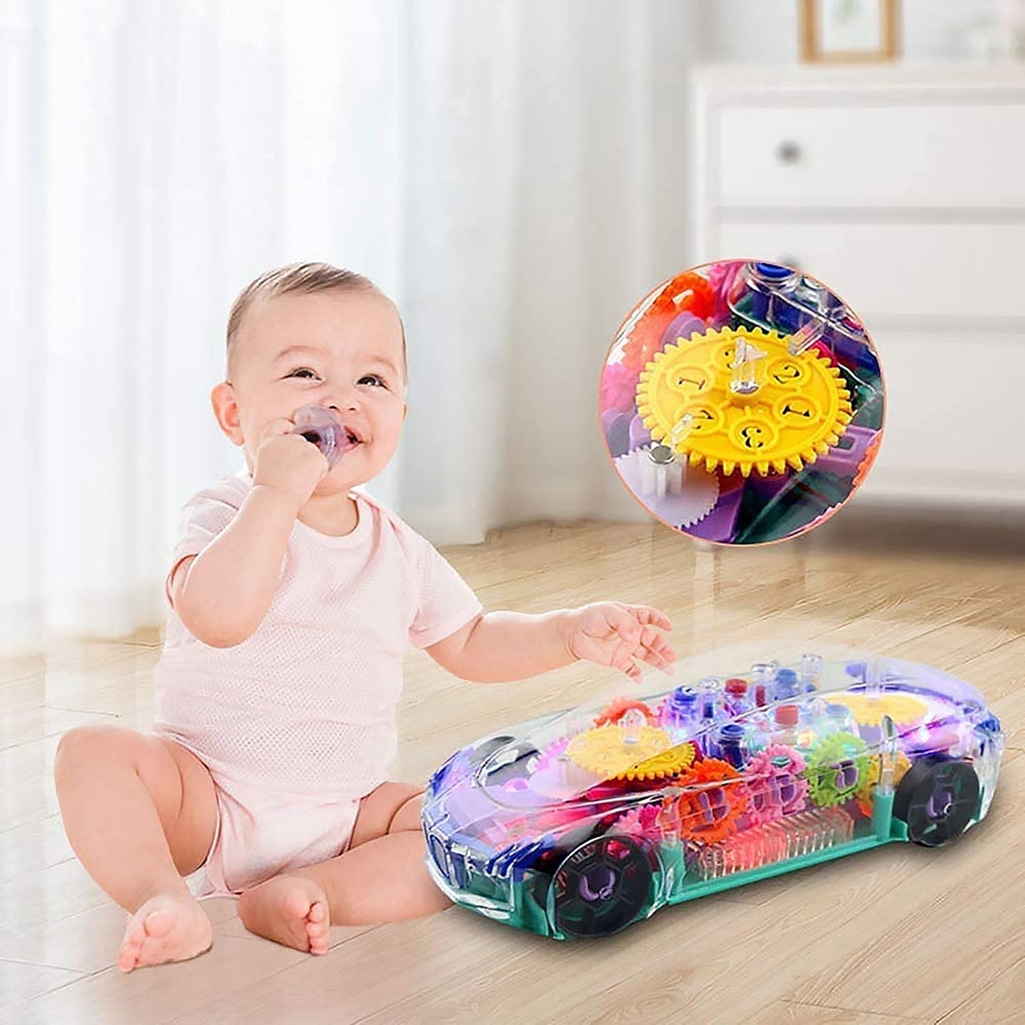Rotating Transparent Gear Concept Car with Musical and 3D Flashing Lights Toy signaturekarts