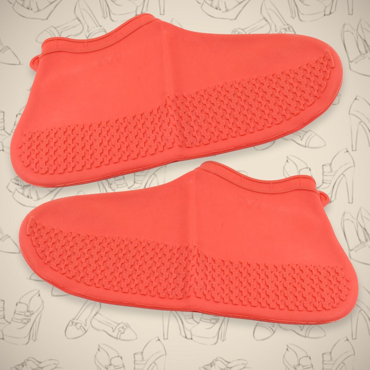 Non-Slip Silicone Waterproof Boot Shoe Cover (Medium Size / 1 Pair / Red) signaturekarts