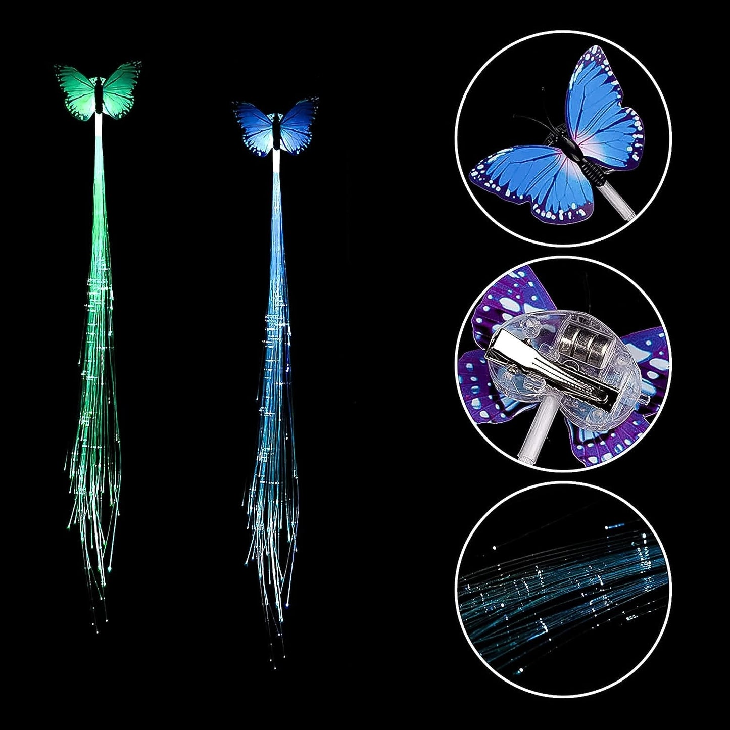 LED Butterfly Hair Braid Clip (Mix Color, 1 Pc) Signature kart