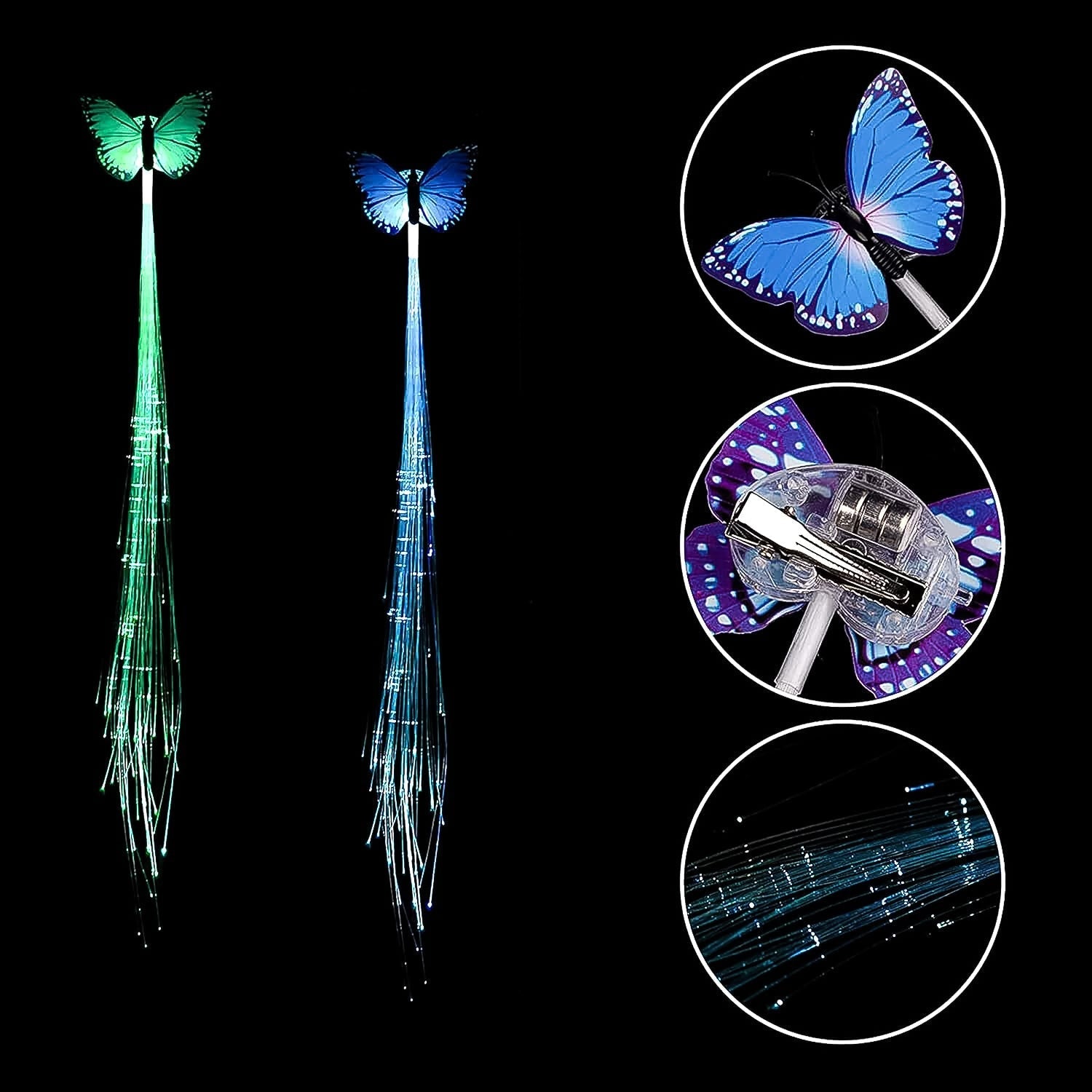 LED Butterfly Hair Braid Clip (Mix Color, 1 Pc) Signature kart