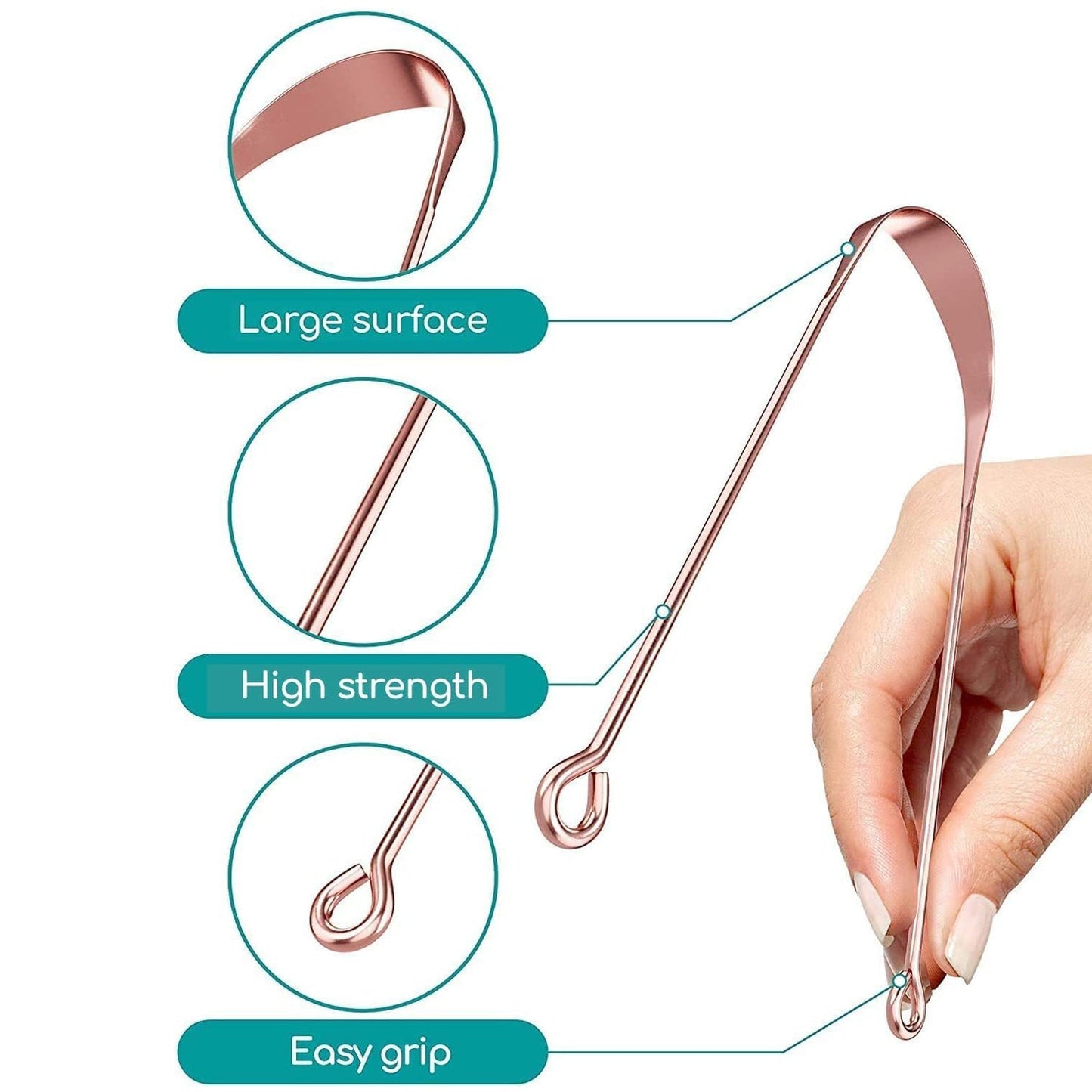 Tongue Cleaner For Kids & Adults | Tongue Scraper For Bad Breath, Maintain Oral Hygiene for Daily Use | for Fresh Breath & Bacteria Removal | Improved Taste (Steel, Copper, Tongue Cleaner / 1 Pc) signaturekarts