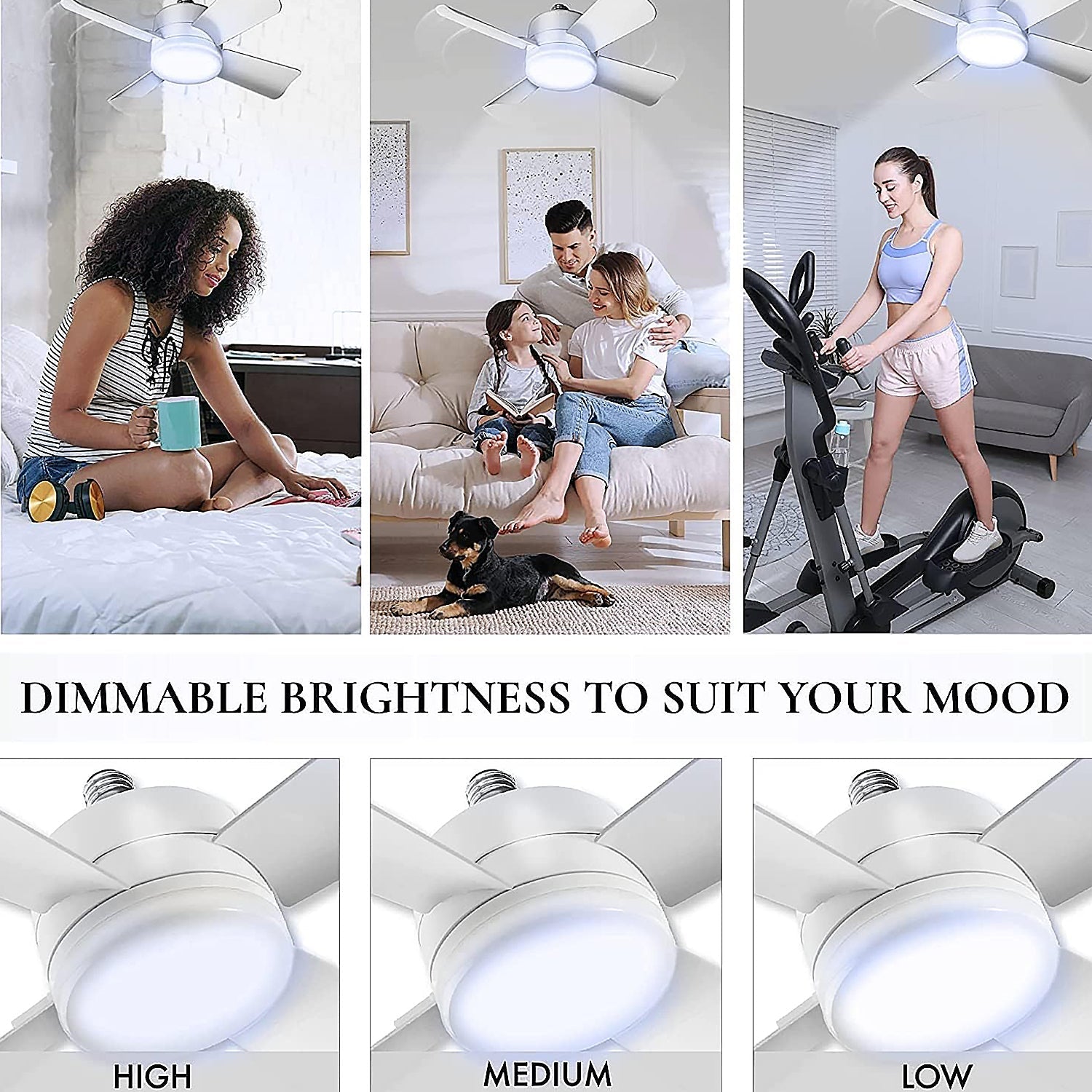 Original Cool LED Socket Fan Light 1000 Lumens 5000K Remote Controlled signaturekarts