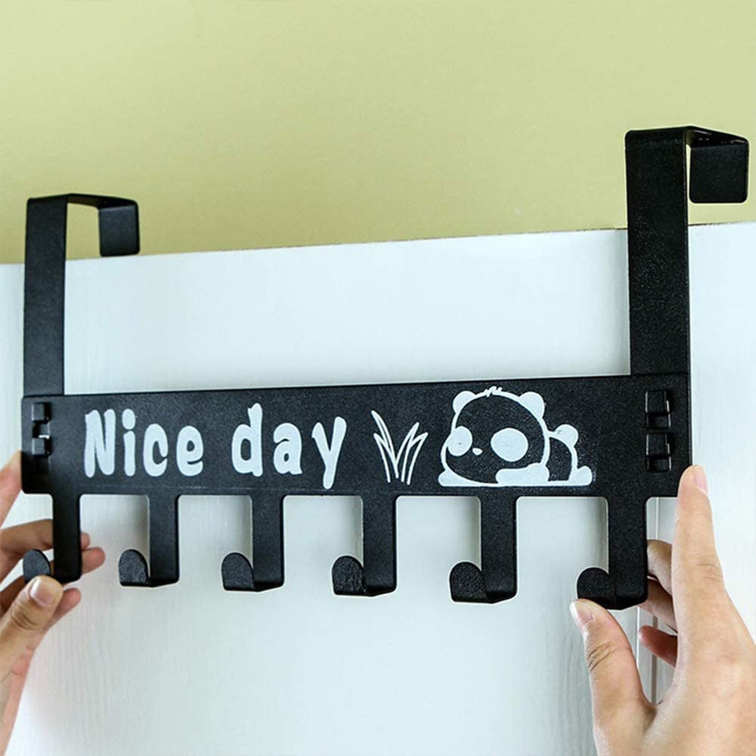Heavy-Duty Carbon Steel Over Door Hook Rack for Towels & Coats (1 Pc, 6 Hooks) signaturekarts
