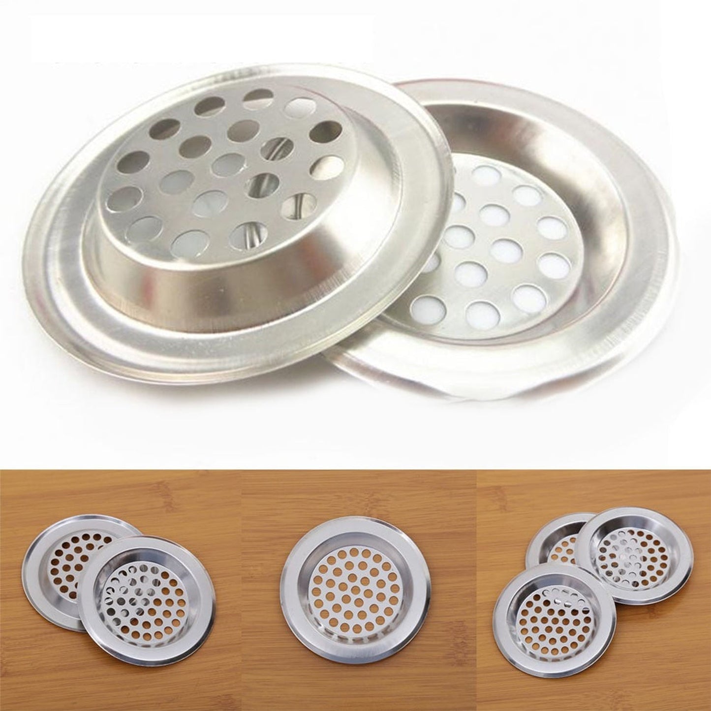 Bathroom Kitchen Stainless Steel Basin Sink Drain Strainer (2 Pc Set) Signaturekarts
