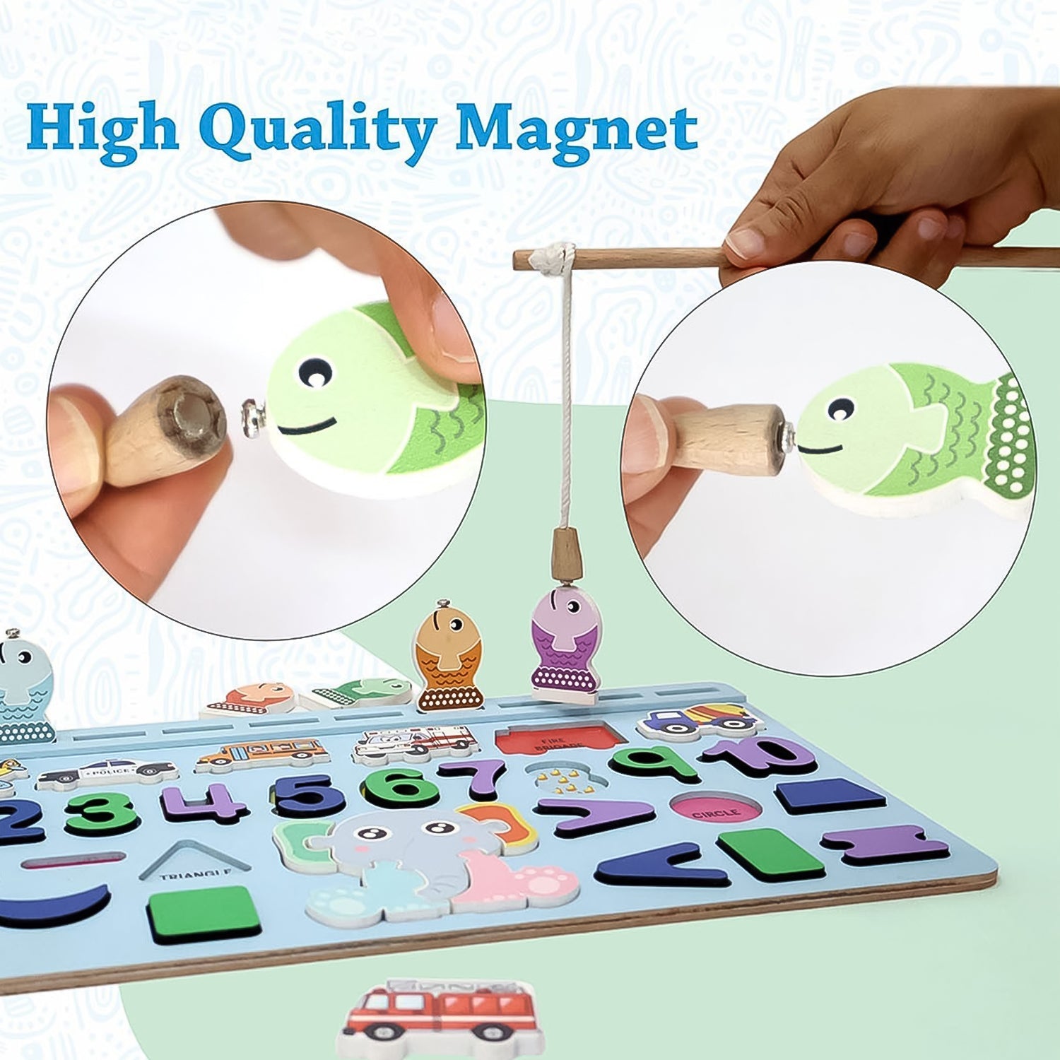 Wooden Number Puzzle Match Board and magnetic rod Signaturekarts