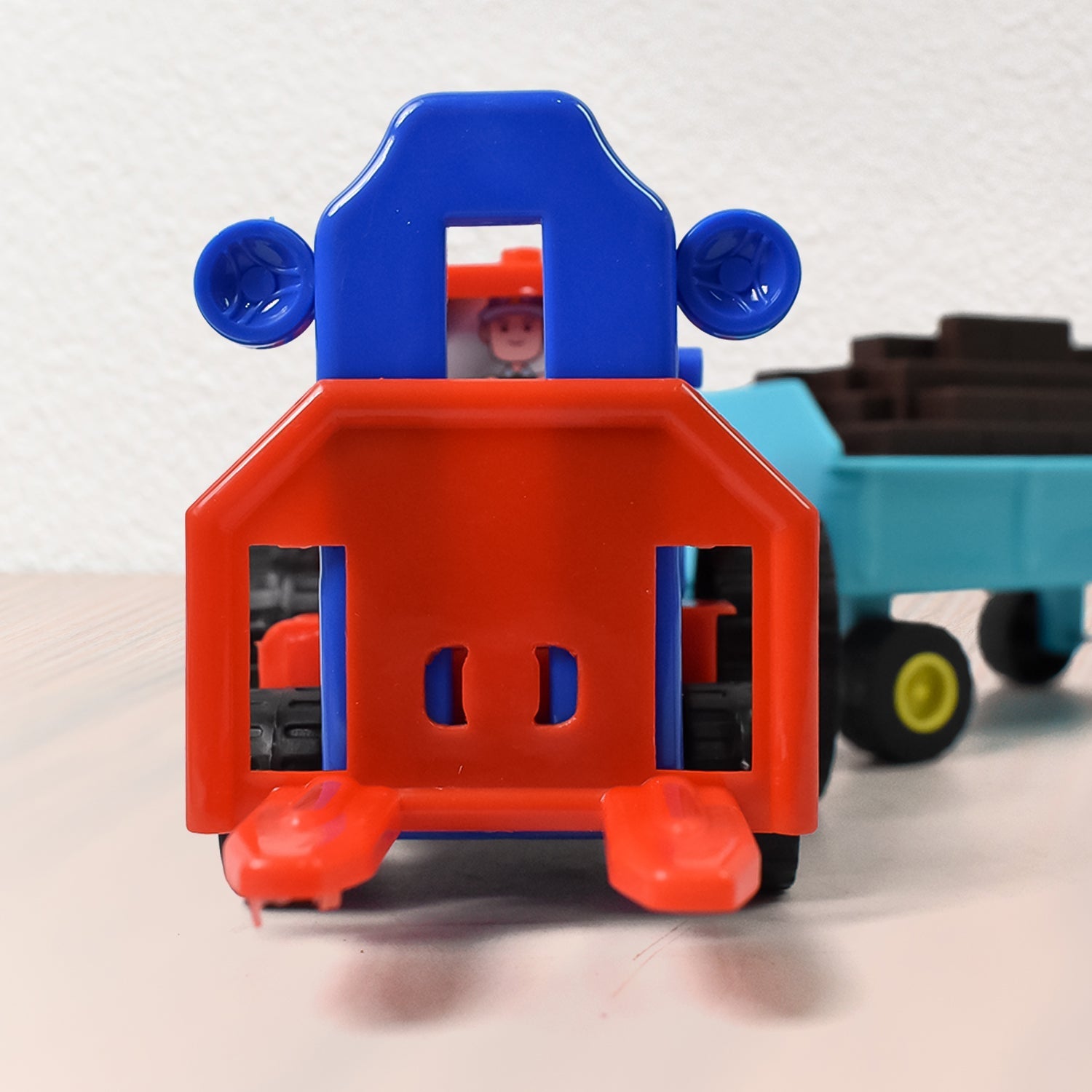 Plastic Tractor Toy Friction Powered Tractor with Bricks Trolley (1 Pc) Signaturekarts