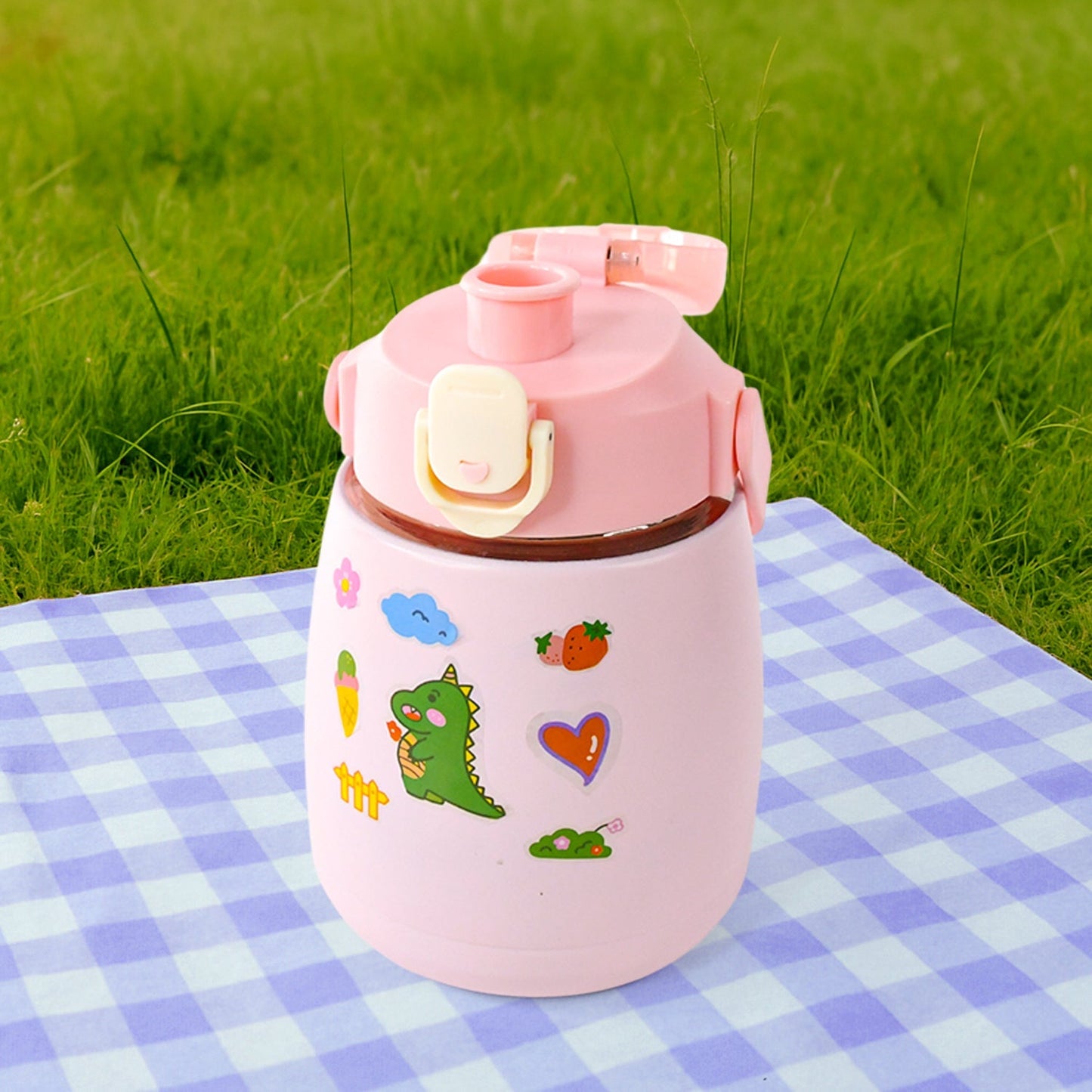 Stainless Steel Vacuum Insulated Water Bottle with Handle & Sticker (700 ML) Signature Kart