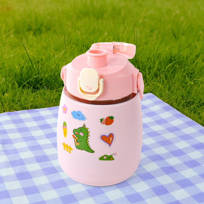 Stainless Steel Vacuum Insulated Water Bottle with Handle & Sticker (700 ML) Signature Kart