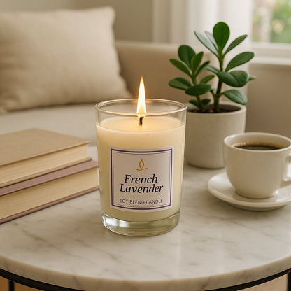 In'lief French Lavender Soy Blend Scented Candle in Glass Jar (50GM / 1 Pc) signaturekarts