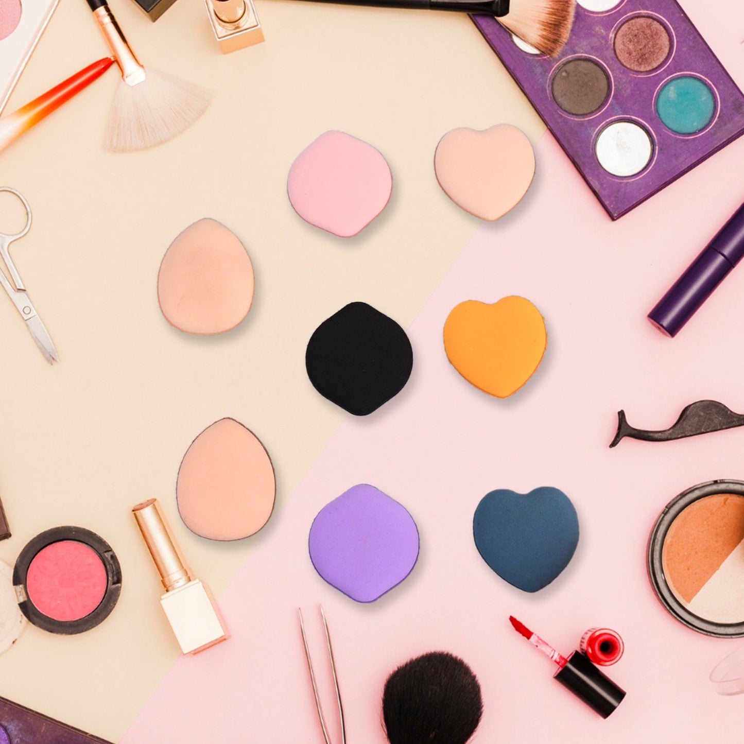 Mini Finger Makeup Powder Puff (Multicolour, 8 Pcs Set) signaturekarts