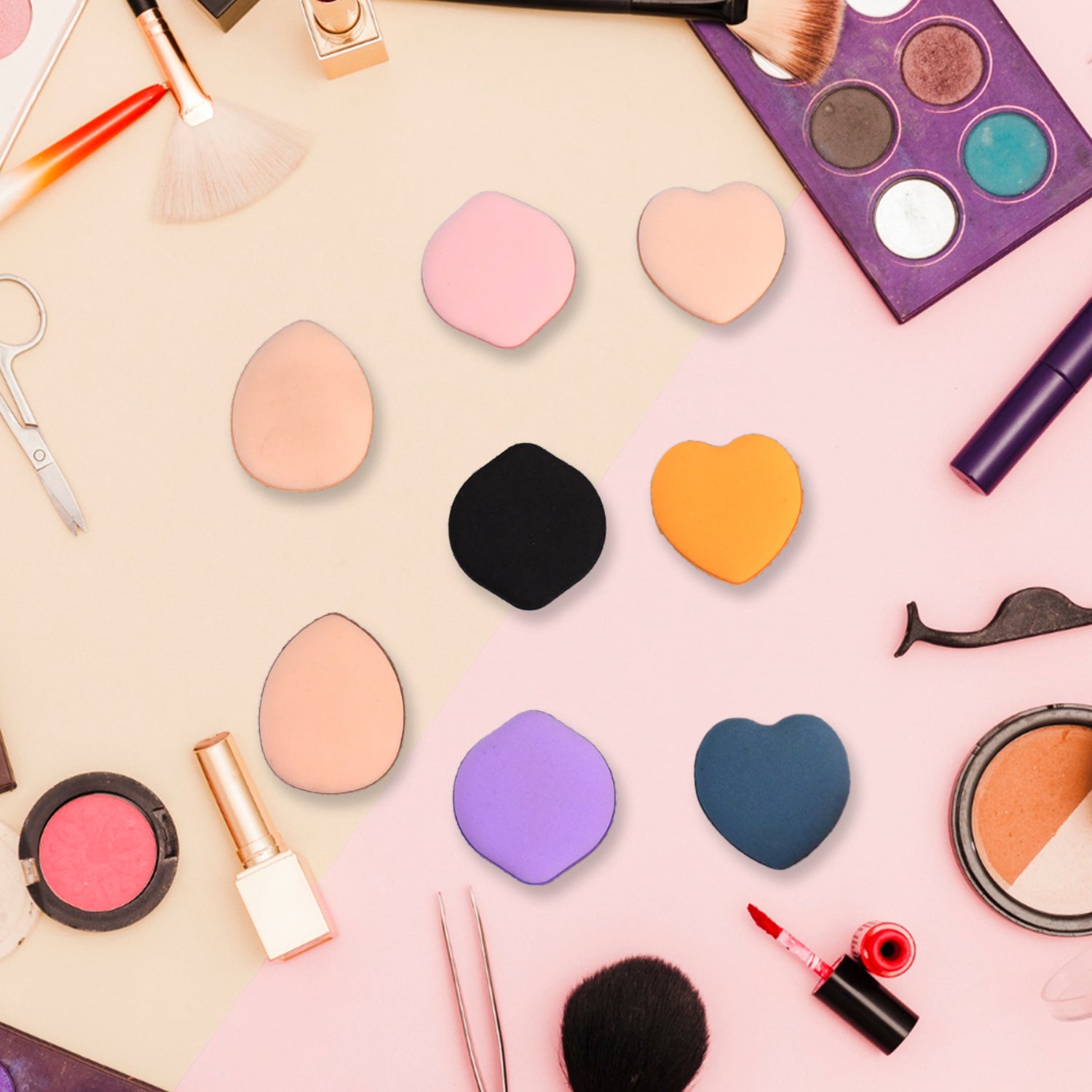 Mini Finger Makeup Powder Puff (Multicolour, 8 Pcs Set) signaturekarts