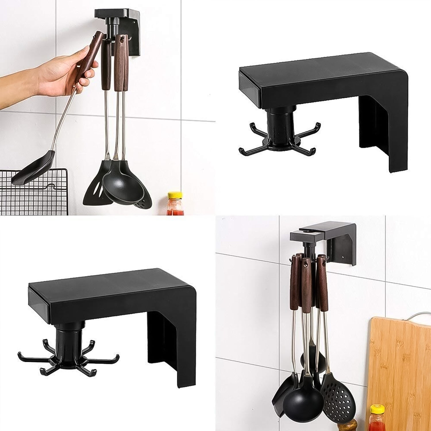 Self Adhesive 360 Degree Rotating Cooking Utensils Holder (1 Pc) Signaturekarts
