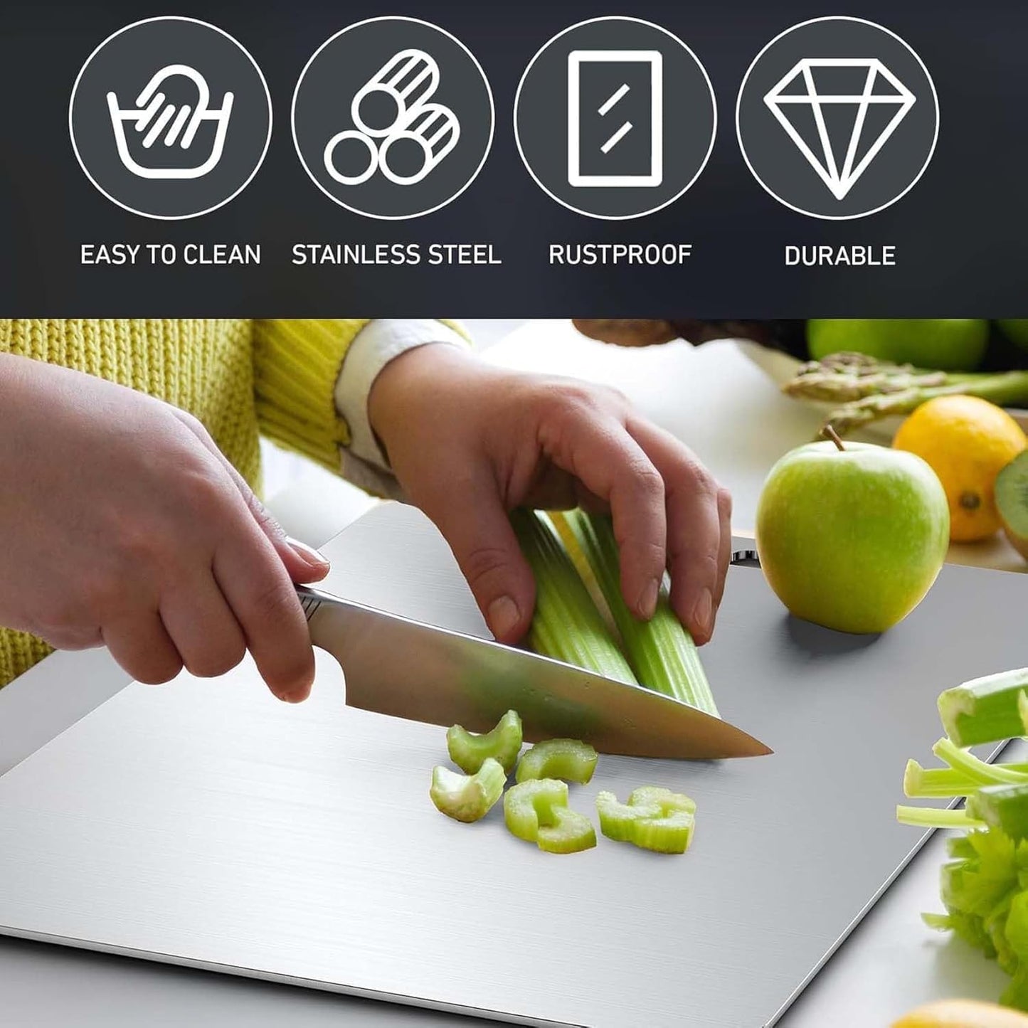 Supermom Medium Stello Stainless Steel Chopping Board signaturekarts