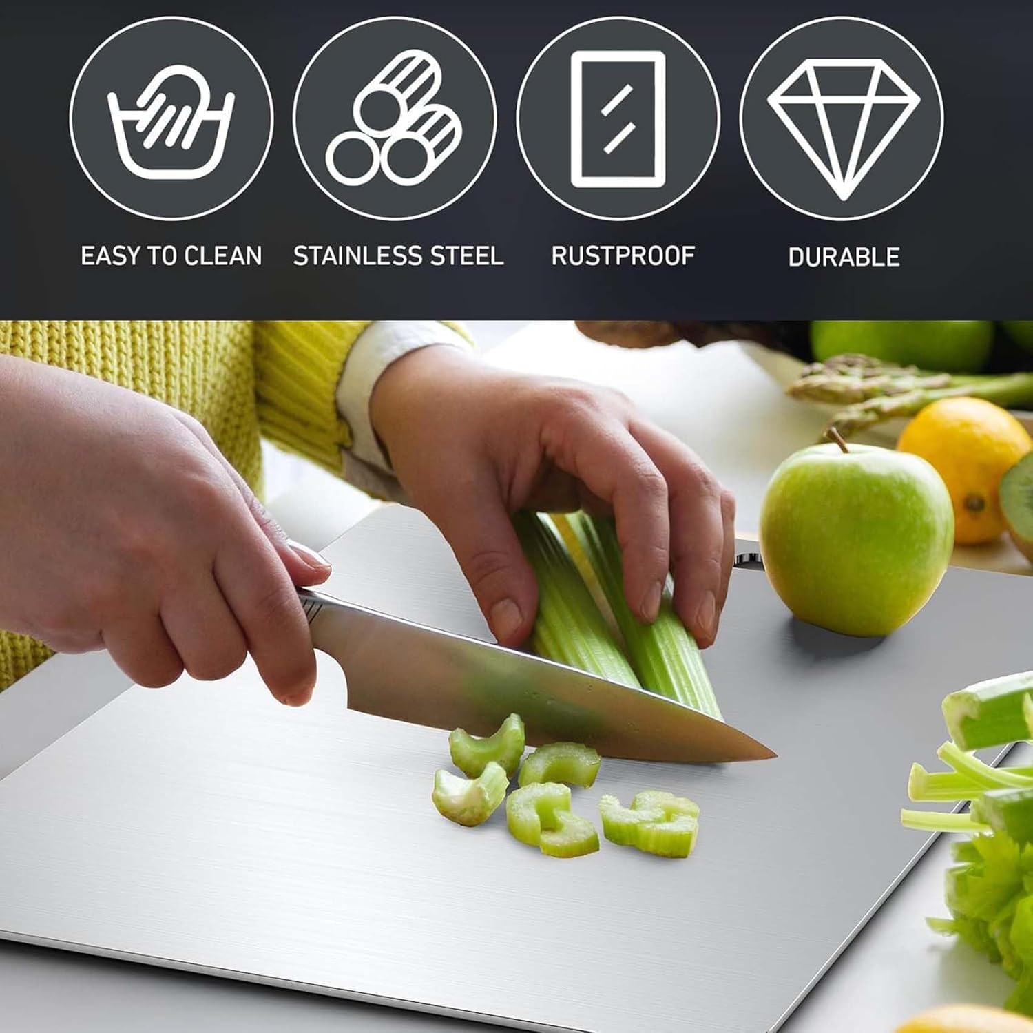 Supermom Medium Stello Stainless Steel Chopping Board signaturekarts